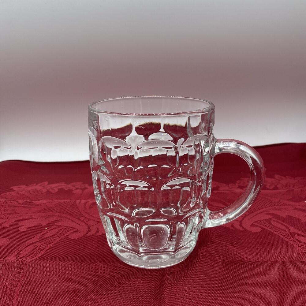 Vintage Arcorco France Clear Glass Thumbprint Beer Mug